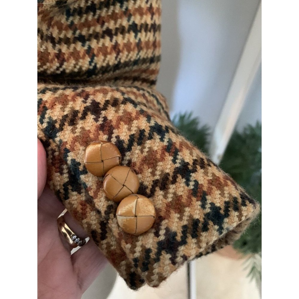 Women’s Wool & Cashmere Houndstooth Plaid blazer size 14 Warm Fall Colors - Picture 8 of 12